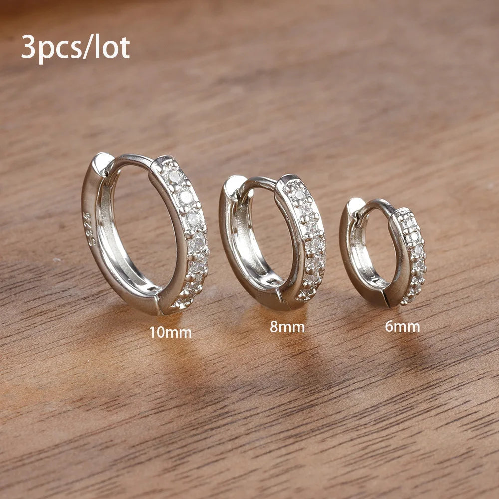 3 Piece Fashion Stainless Steel Round Star Drop Earrings Set for Women.
