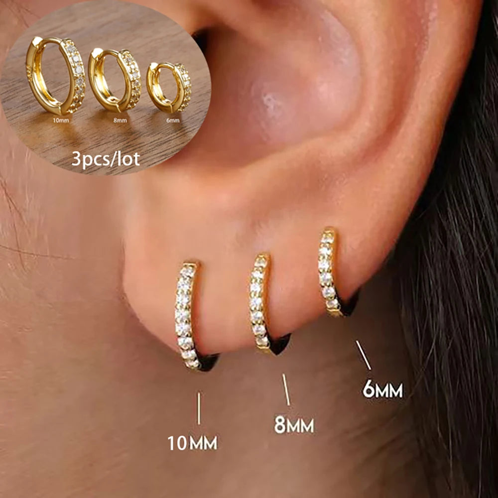 3 Piece Fashion Stainless Steel Round Star Drop Earrings Set for Women.