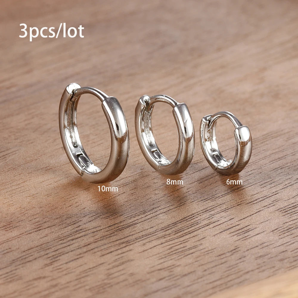 3 Piece Fashion Stainless Steel Round Star Drop Earrings Set for Women.