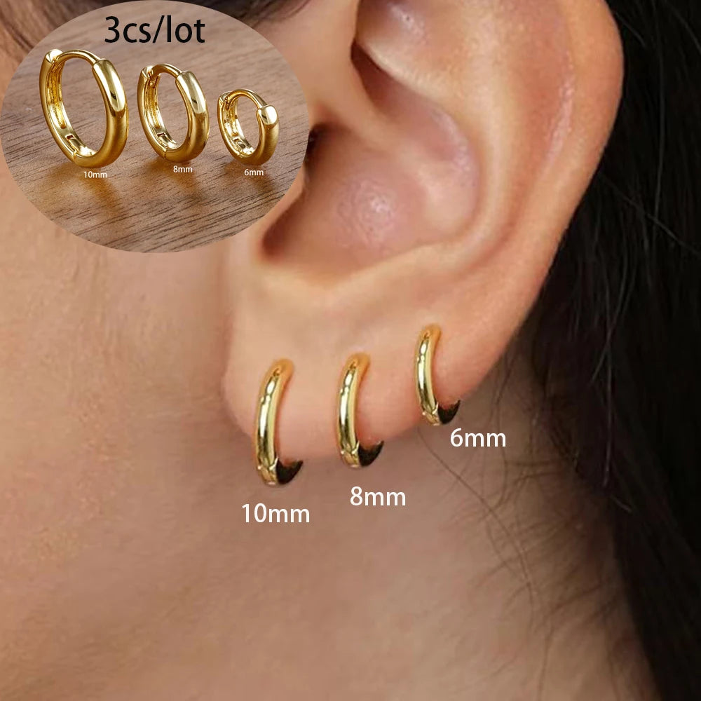 3 Piece Fashion Stainless Steel Round Star Drop Earrings Set for Women.