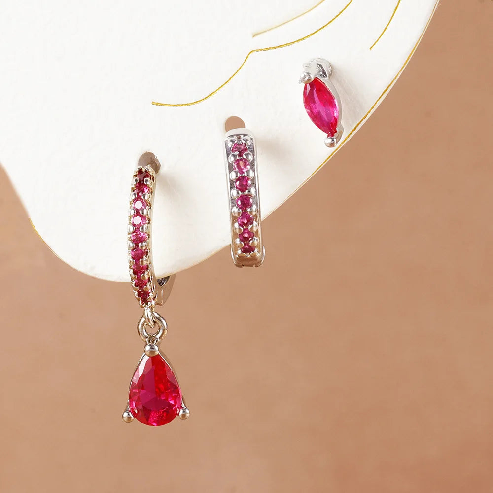 3 Piece Fashion Stainless Steel Round Star Drop Earrings Set for Women.